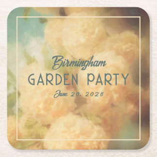  stijl Snowball Flowers Garden Party Squar Kartonnen Onderzetters