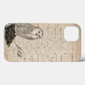 stijl Snowy Owl Paper Script Monogrammed Case-Mate iPhone Case (Achterkant (horizontaal))