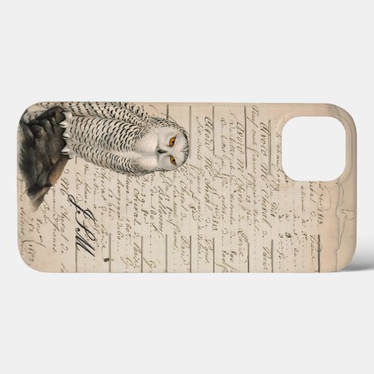  stijl Snowy Owl Paper Script Monogrammed Case-Mate iPhone Case (Achterkant (horizontaal))