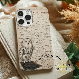  stijl Snowy Owl Paper Script Monogrammed Case-Mate iPhone Case