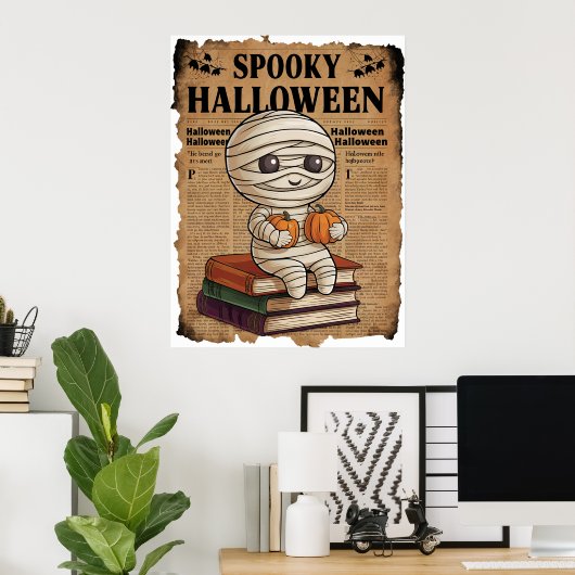  stijl Spooky Halloween krant Mummy Poster (Thuiskantoor)