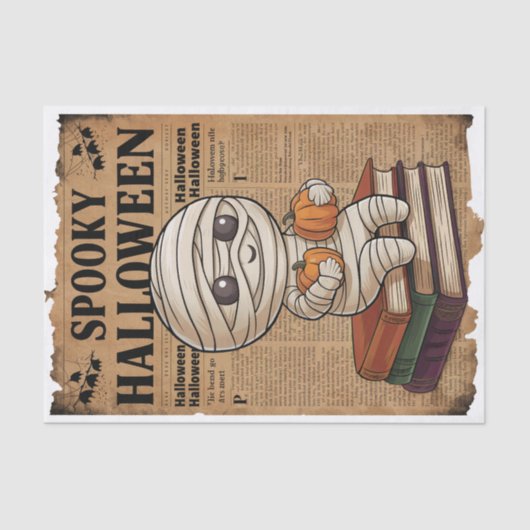  stijl Spooky Halloween krant Mummy Tissuepapier (Voorkant)