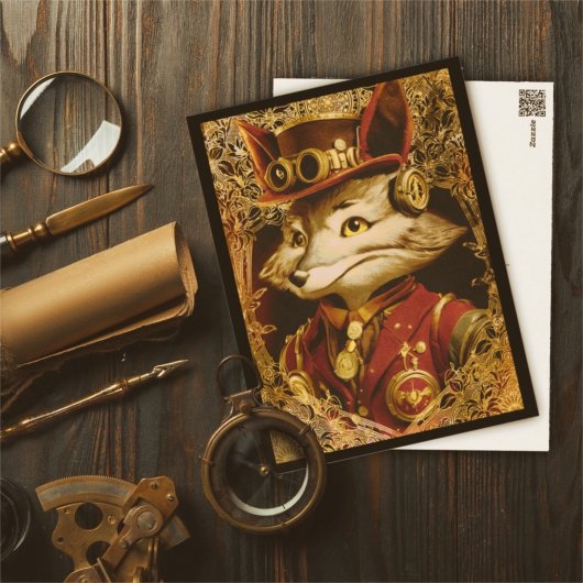 Stijl Steampunk Fox Briefkaart