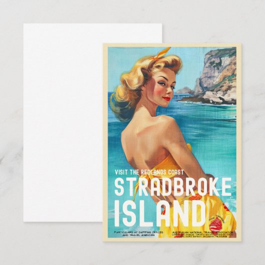 stijl Stradbroke Island Travel Kaart (Voorkant / Achterkant)