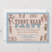 stijl Teddy Bear Party - Uitnodiging blauw (Voorkant)