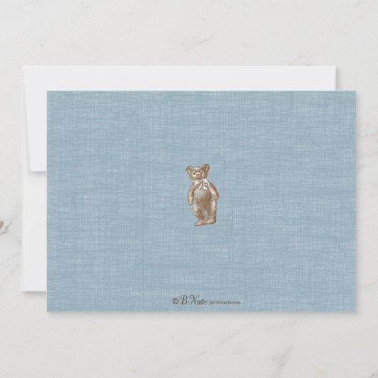  stijl Teddy Bear Party - Uitnodiging blauw (Achterkant)