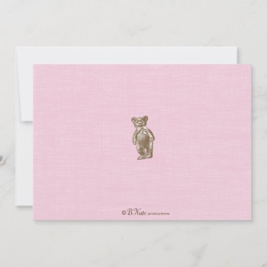 stijl Teddy Bear picknick uitnodiging - Roze (Achterkant)