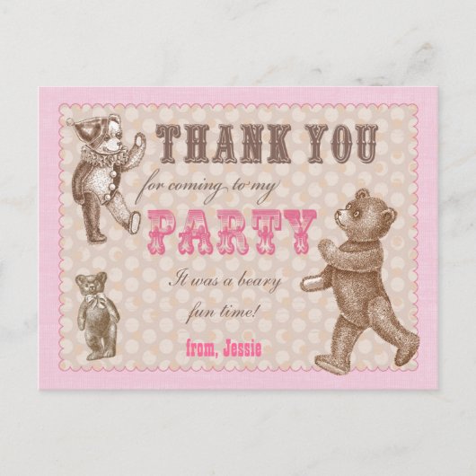stijl teddybeer Dank u Briefkaart (Voorkant)