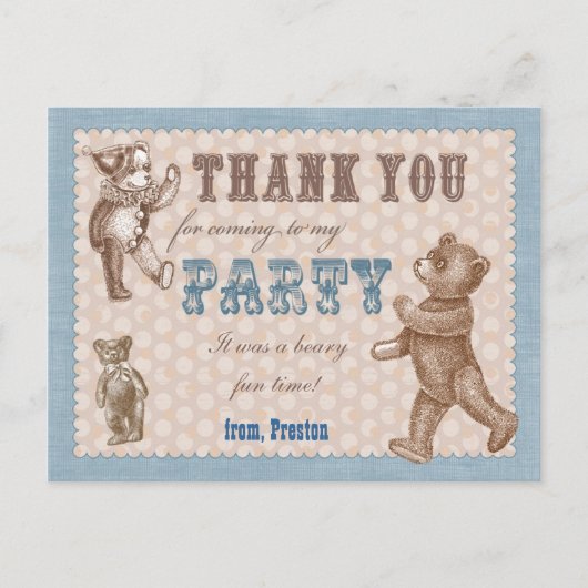 stijl teddybeer Dank u Briefkaart (Voorkant)