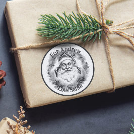 Stijl Tekening Zwart-wit Van Santa Ronde Sticker
