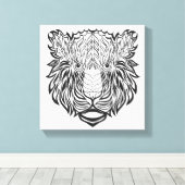 Stijl Tijger Hoofd 6 Canvas Afdruk (Insitu (Houten vloer))