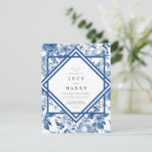 Stijl Toile Huwelijksuitnodiging met Botani Kaart (Staand voorkant)