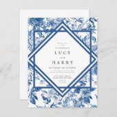 Stijl Toile Huwelijksuitnodiging met Botani Kaart (Voorkant / Achterkant)