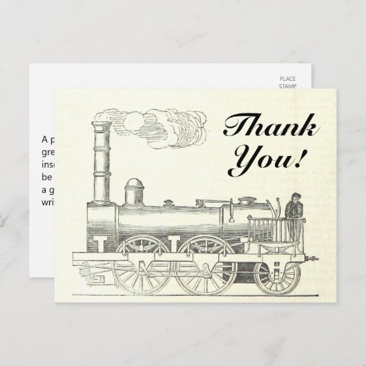 stijl treinlocomotief, "Dank u!" Briefkaart (Voorkant / Achterkant)