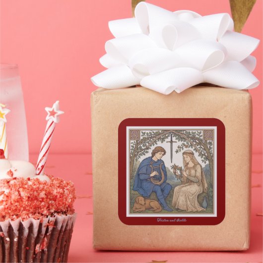  stijl Tristan en Isolde legende Vierkante Sticker (Feest)