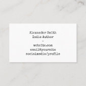 stijl typemachine indie auteur visitekaartje (Achterkant)