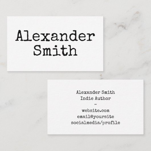 stijl typemachine indie auteur visitekaartje (Voorkant / Achterkant)