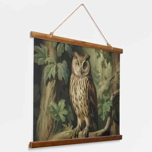 stijl uil in betoverd bos hangend wandkleed (Gebogen)