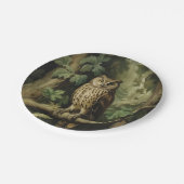 stijl uil in betoverd bos papieren bordje (Gekanteld)