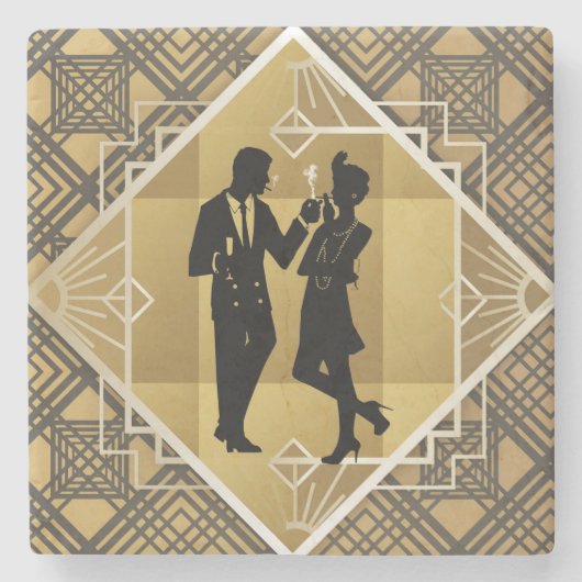 Stijl van 1920. Art Deco. Stenen Onderzetter (Voorkant)