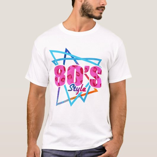 Stijl van 80 - Fun Retro Pink Leopard Print T-shirt (Voorkant)