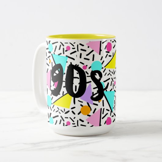 Stijl van 90 s tweekleurige koffiemok (Voorkant links)