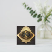 Stijl van bruin en crème vierkante visitekaartje (Staand voorkant)