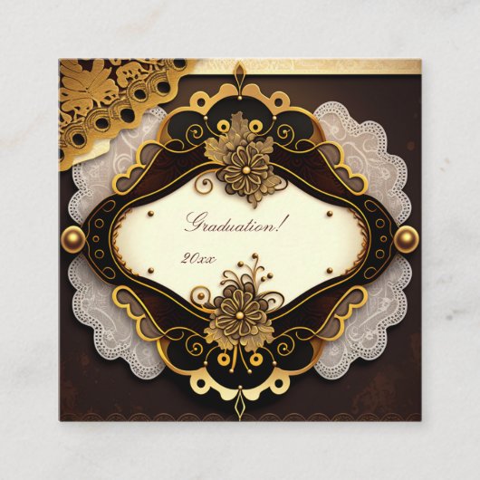 Stijl van bruin en gouden plakken vierkante visitekaartje (Voorkant)