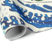 Stijl van de 80s De grote golf en palmbomen Cadeaupapier (Rol Hoek)