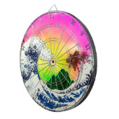 Stijl van de 80s De grote golf en palmbomen Dartbord (Voorkant Rechts)