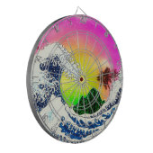 Stijl van de 80s De grote golf en palmbomen Dartbord (Voorkant Links)