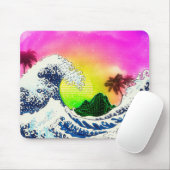 Stijl van de 80s De grote golf en palmbomen Muismat (Met muis)