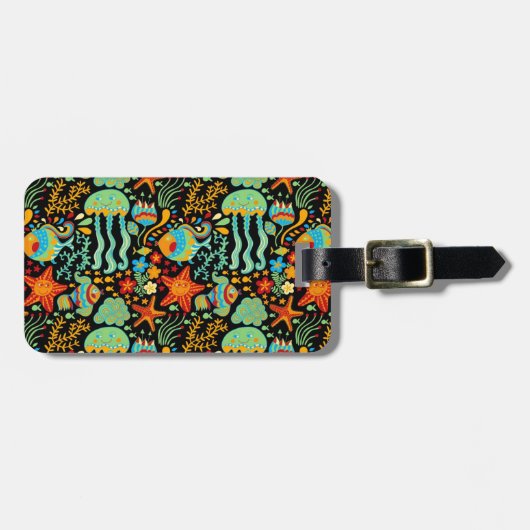 Stijl van de Cartoon Aquatic Life Bagagelabel (Voorkant horizontaal)