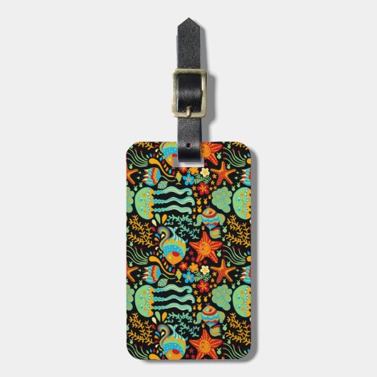 Stijl van de Cartoon Aquatic Life Bagagelabel (Voorkant verticaal)