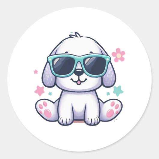 Stijl van de koele hond ronde sticker (Voorkant)