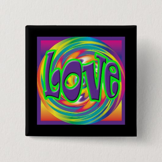 Stijl van de liefde van de jaren '70 vierkante button 5,1 cm (Voorkant)