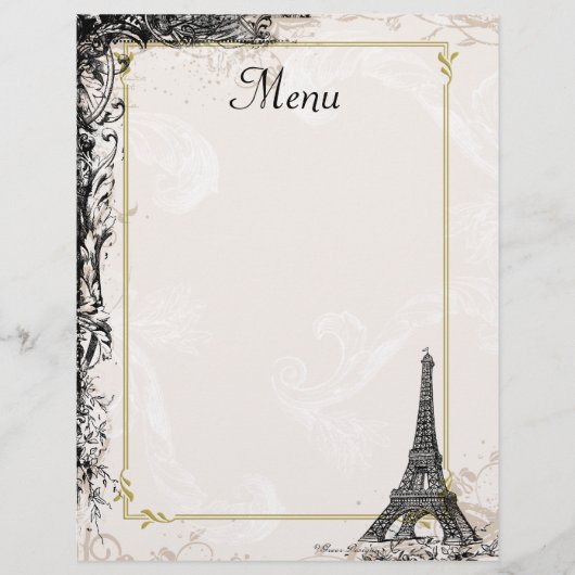  stijl van het menu Eiffel Tower (Voorkant)