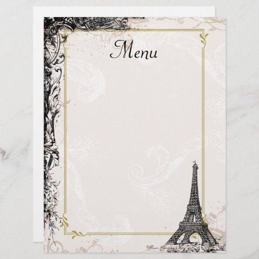  stijl van het menu Eiffel Tower (Voorkant / Achterkant)
