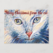  stijl van het Storybook White Cat Merry Kerstmis Briefkaart (Voorkant)