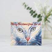  stijl van het Storybook White Cat Merry Kerstmis Briefkaart (Staand voorkant)