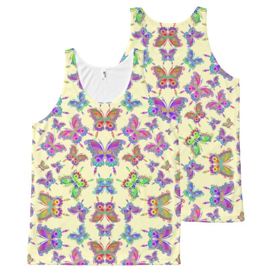 Stijl van het Tattoo van de vlinder de Kleurrijke All-Over-Print Tank Top