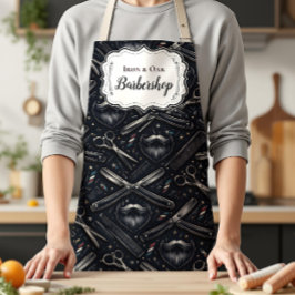 Stijl van vintage herenkappergereedschap schort