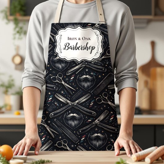 Stijl van vintage herenkappergereedschap schort