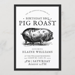 stijl   Verjaardag BBQ Pig Roast Party Kaart