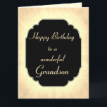 stijl Verjaardag kleinzoon Kaart<br><div class="desc">Stijlvolle en chique Happy Birthday Grandson design Wenskaart.</div>