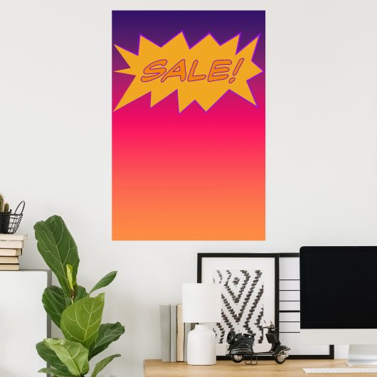 Stijl verkoopbord Comic Book Burst Poster (Thuiskantoor)