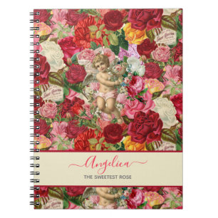 Stijl Victoriaans Cherub en Rozen Notitieboek