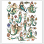  Stijl Victoriaans zeemeerminnen sealife art Sticker (Vel)
