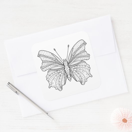Stijl Vlinder 3 Vierkante Sticker (Envelop)