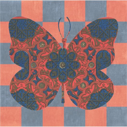  stijl vlinder geruite vierkanten Sticker (Voorkant)